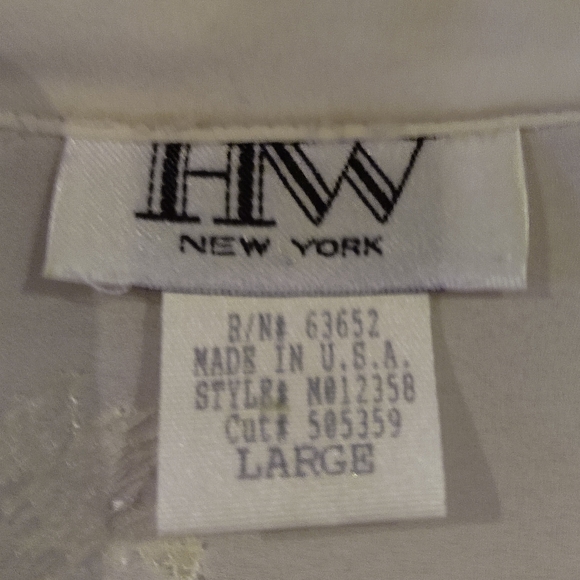 HW New York Women's Cream Sheer Dressy Button Down Blouse Size L - Picture 9 of 12